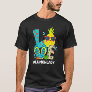 Love Lunch Lady Flip Flop Pineapple Summer Christm T-Shirt