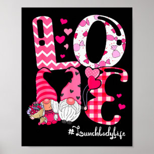 Love Lunch Lady Funny Couple Gnomes Valentine Day Poster