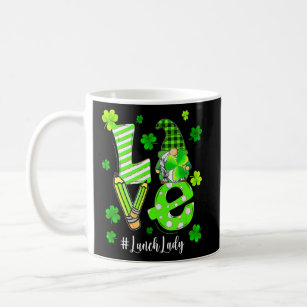 Love Lunch Lady Gnome Funny St Patrick's Day Shamr Coffee Mug