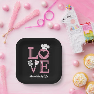 Love Lunch Lady Life Funny Valentines Day Gifts  Paper Plate