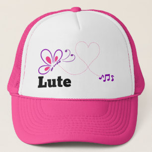 Love Lute Pink Purple Butterfly Heart Trucker Hat