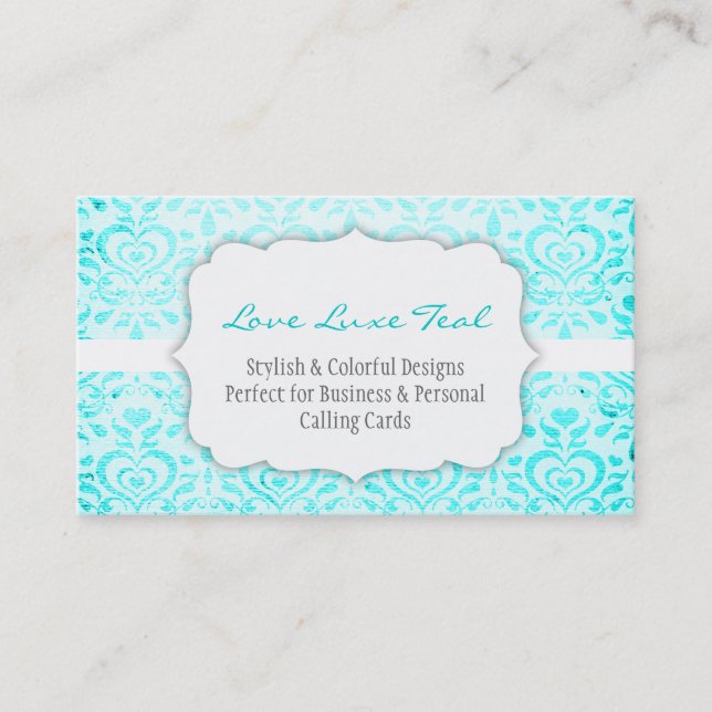 Love Luxe Teal Bizcard Business Card (Front)