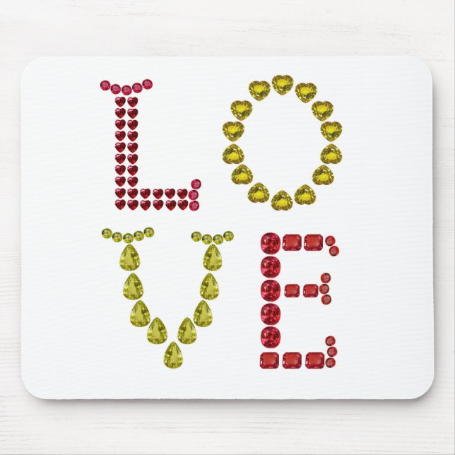 Love made with Gemstones Mouse Pad (Front)