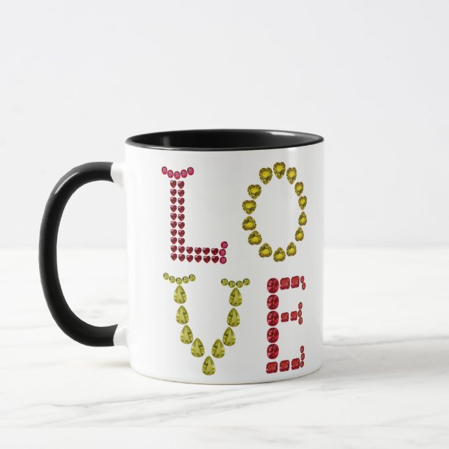 Love made with Gemstones Mug (Left)