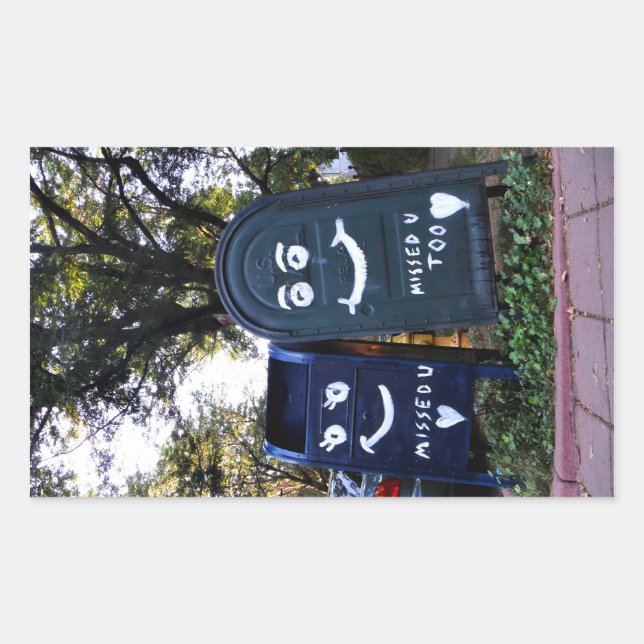 love mailboxes : i missed you rectangular sticker (Front)