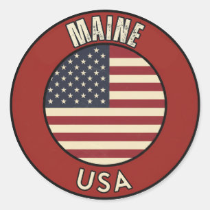 Love Maine Gift - Cute ME State Souvenir Classic Round Sticker