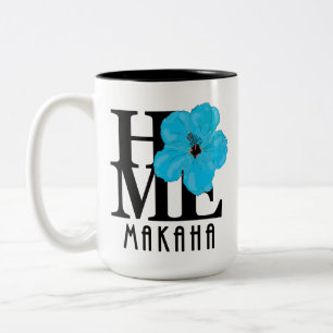 LOVE Makaha Hawaii Blue Hibiscus 15oz Two-Tone Coffee Mug