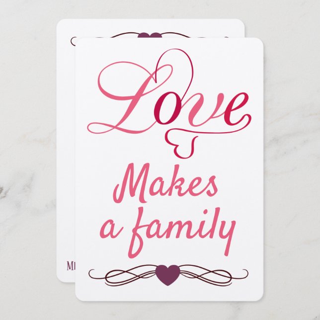 Love Makes a Family - Adoption Announcements (Front/Back)