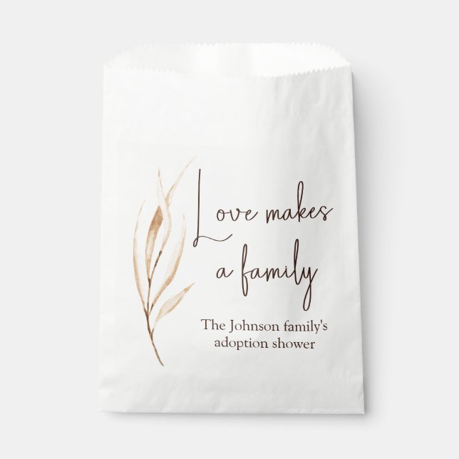 "Love makes a family" Adoption shower  Favour Bag (Front)