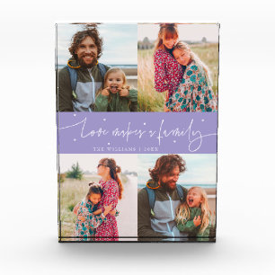 Love Makes a Family Modern Script Violet Photo Block