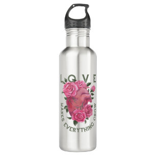 Love Makes Everything Grow – Romantic Floral Art  710 Ml Water Bottle