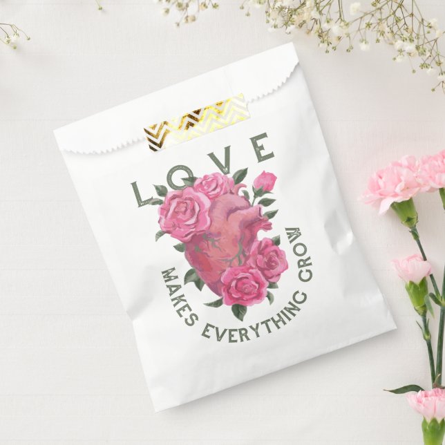 Love Makes Everything Grow – Romantic Floral Art  Favour Bag (Sealed)