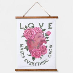 Love Makes Everything Grow – Romantic Floral Art Hanging Tapestry