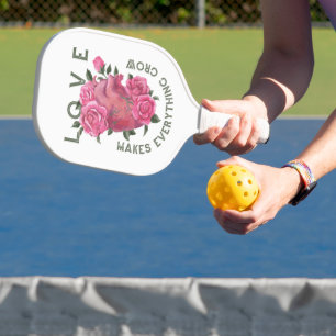 Love Makes Everything Grow – Romantic Floral Art  Pickleball Paddle