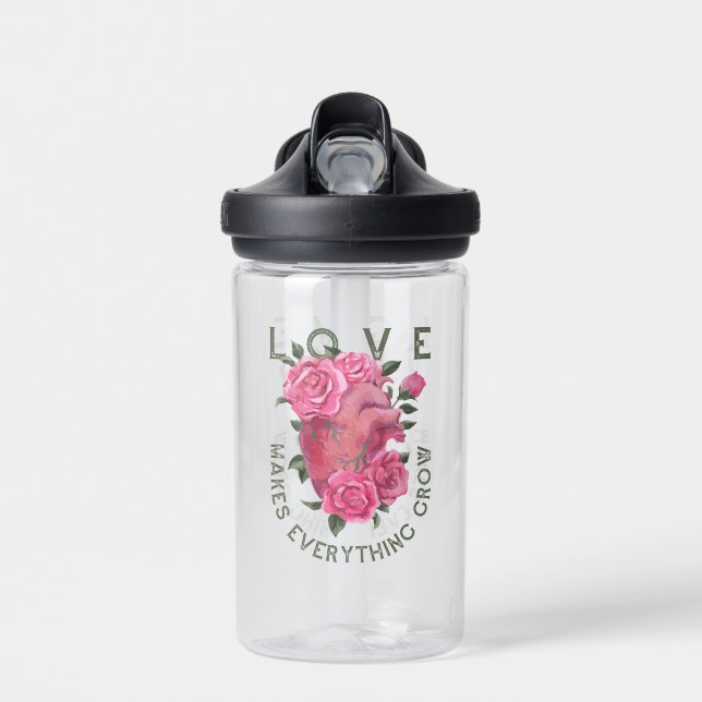 Love makes everything grow     water bottle (Front)