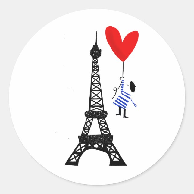 Love makes him fly, in Paris Classic Round Sticker (Front)