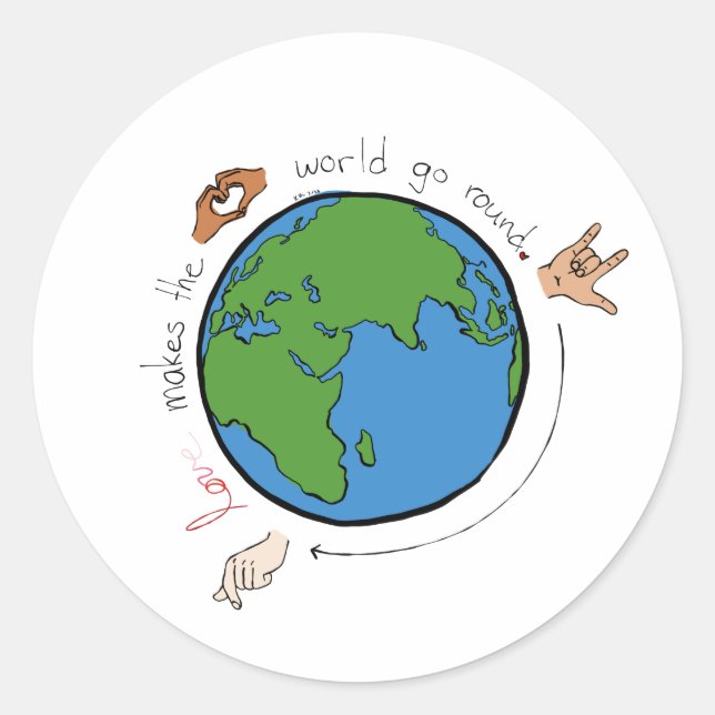 Love Makes the World Go Round ASL Sticker (Front)