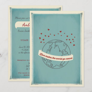 Love Makes The World Go Round Wedding Invitation