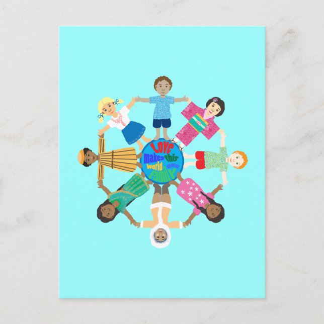Love makes this world one family postcard (Front)