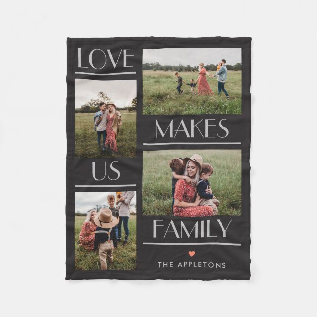 Love Makes Us Family Editable Colour Photo Blanket (Front)