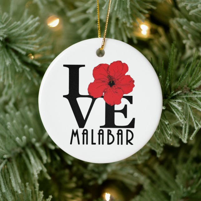 LOVE Malabar Florida Red Hibiscus Ceramic Ornament (Tree)