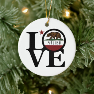 LOVE Malibu California Ceramic Ornament