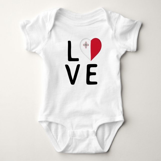 Love - Malta Flag Baby Bodysuit (Front)