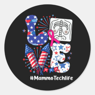 Love Mammo Tech Life Usa Flag Fireworks 4th Of Jul Classic Round Sticker