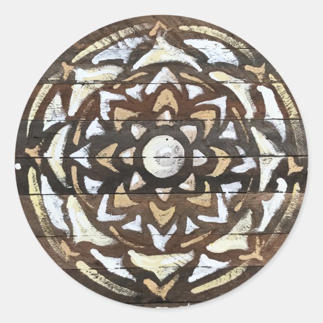 Love Mandala Sticker, White Classic Round Sticker (Front)