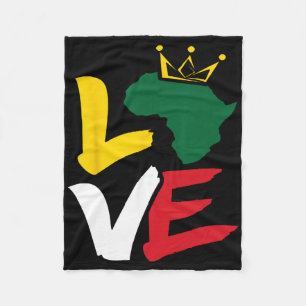 Love Map African American Black History Month Men  Fleece Blanket