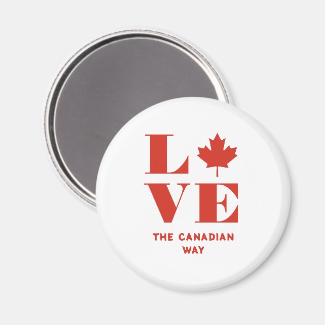 Love Maple Leaf Fun Canadian Custom Text Red White Magnet (Front/Back)