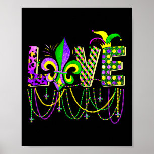 Love Mardi Gras Beads For Women Funny Carnival Par Poster