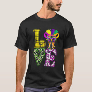 Love Mardi Gras Doberman Dog Dad Dog Mom T-Shirt