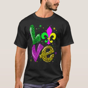 Love Mardi Gras Fleur De Lis Leopard New Orleans G T-Shirt