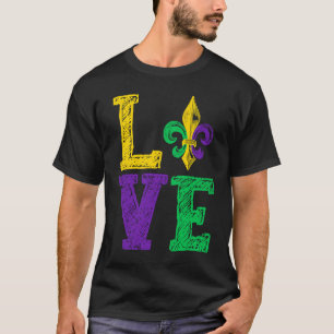 LOVE Mardi Gras Fleur De Lys Mardi Gras Parade New T-Shirt