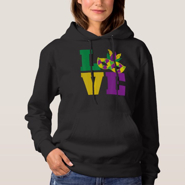 Love Mardi Gras Masquerade Mask Hoodie (Front)