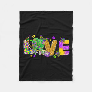 Love Mardi Gras Tooth Jester Teeth Dentist Dental Fleece Blanket