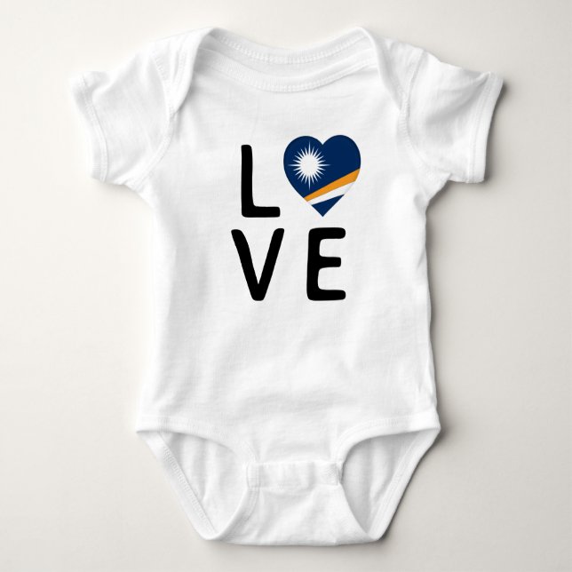 Love - Marshall Islands Flag Baby Bodysuit (Front)