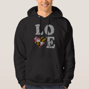 Love Maryland Flag Home Family Marylander Hoodie