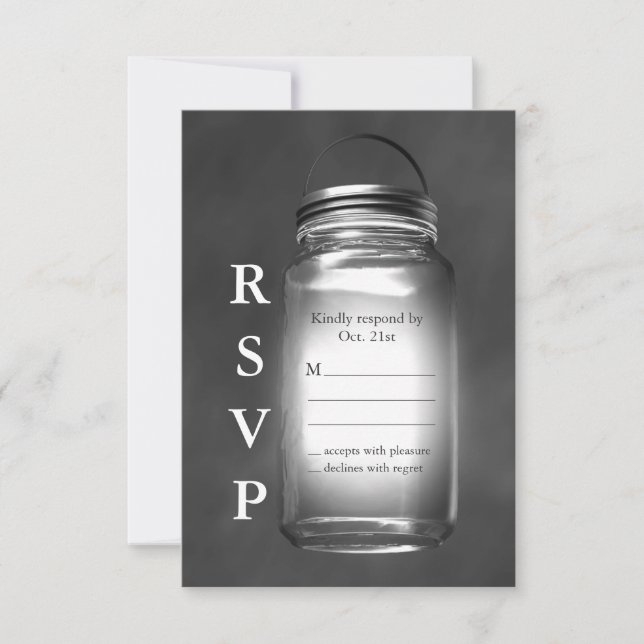 Love Mason Jars on Chalkboard RSVP Card (Front)