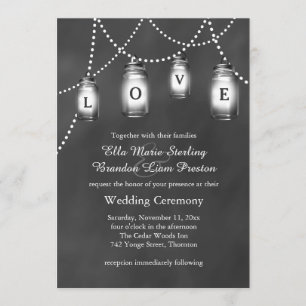 Love Mason Jars on Chalkboard Wedding Invitation