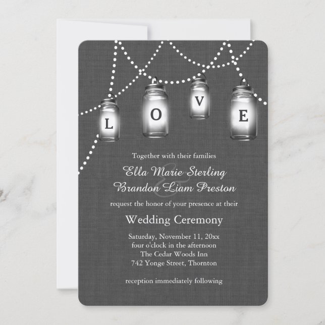 Love Mason Jars Vintage Wedding Invitation (Front)