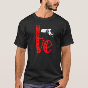 Love Massachusetts In Block Letters T-Shirt