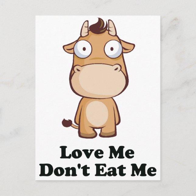 Love Me Don't Eat Me Cow Design Postcard (Front)