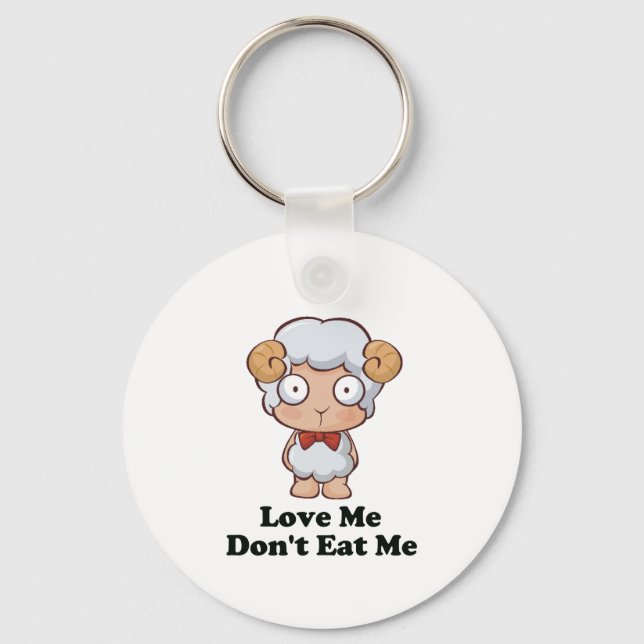Love Me Don't Eat Me Sheep Design Key Ring (Front)
