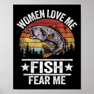Love Me Fish Fear Me Men Fisher Vintage Funny Fish Poster