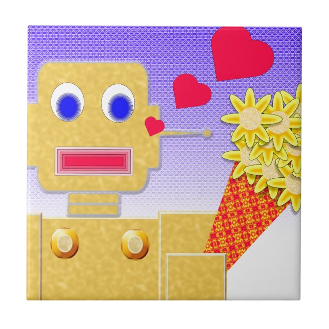 Love Me, I'm a Bot Ceramic Tile (Front)