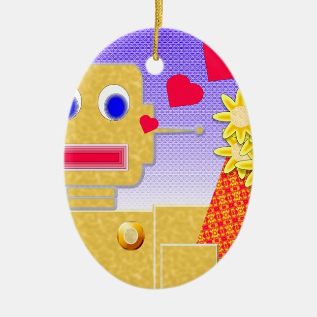 Love Me, I'm a Bot Ceramic Tree Decoration (Front)