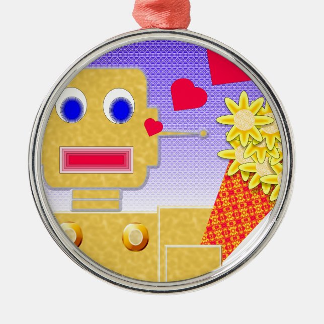 Love Me, I'm a Bot Metal Ornament (Front)