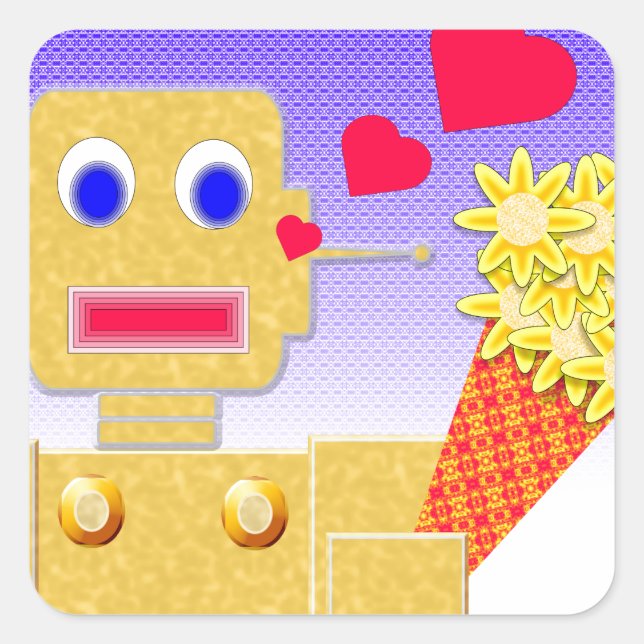 Love Me, I'm a Bot Square Sticker (Front)